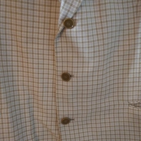 🔴Sold🔴Vintage Retro Goldish Tan and Cream Plaid Blazer - Picture 2 of 8